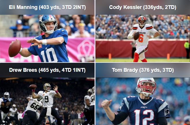 Tom Brady, Eli Manning, Cody Kessler, Drew Brees top quarterbacks in Week 6