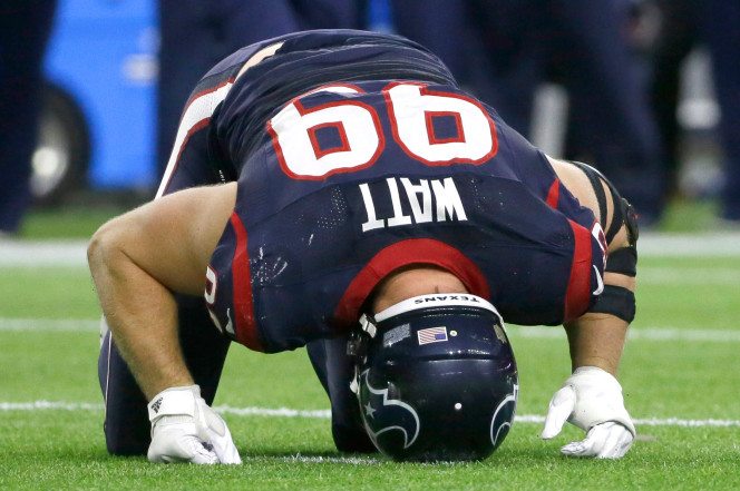 Houston Texans star defensive end J.J. Watt hurt with back injury