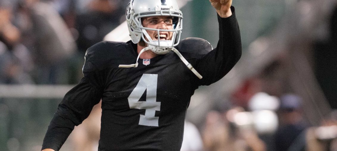 Oakland Raiders quarterback Derek Carr in Week 8 vs the Tampa Bay Buccaneers