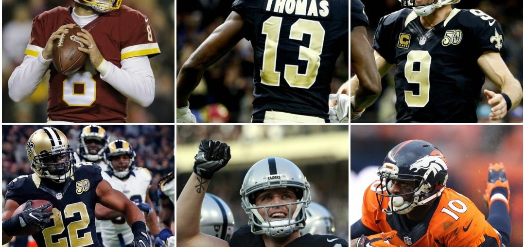 Top NFL players QB, RB, WR of week 12, Kirk Cousins, Drew Brees, Michael Thomas, Mark Ingram, Emmanuel Sanders