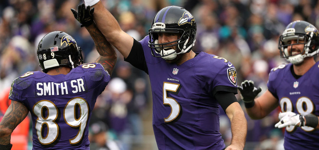 Baltimore Ravens quarterback Joe Flacco and wide receiver Steve Smith, Sr.