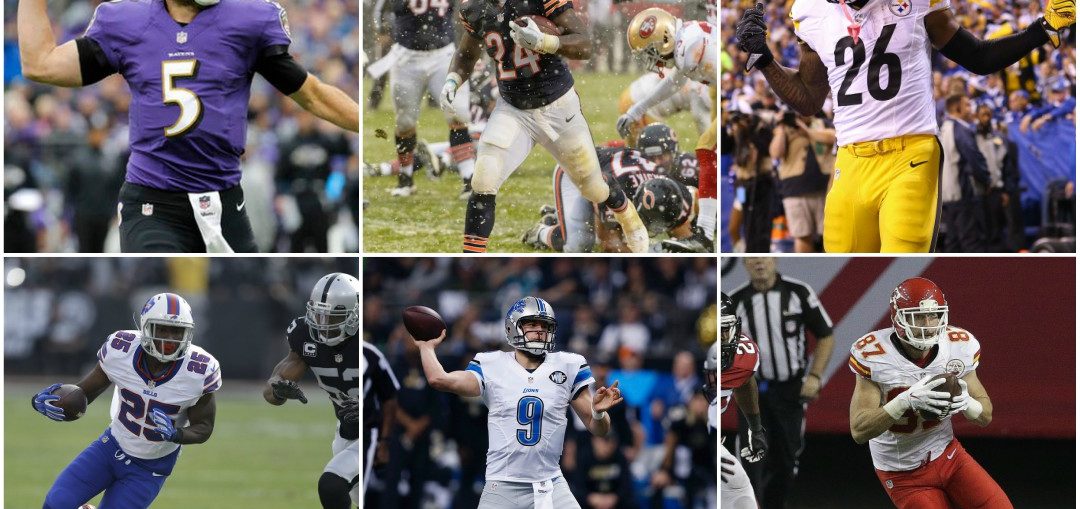 top NFL players of week 13 include quarterbacks Joe Flacco, Matthew Stafford, running backs Le'Veon Bell, Jordan Howard and LeSean McCoy, tight end Travis Kelce