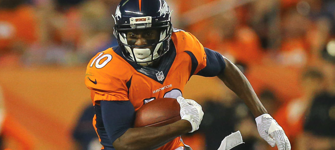 Denver Broncos wide receiver Emmanuel Sanders after the catch