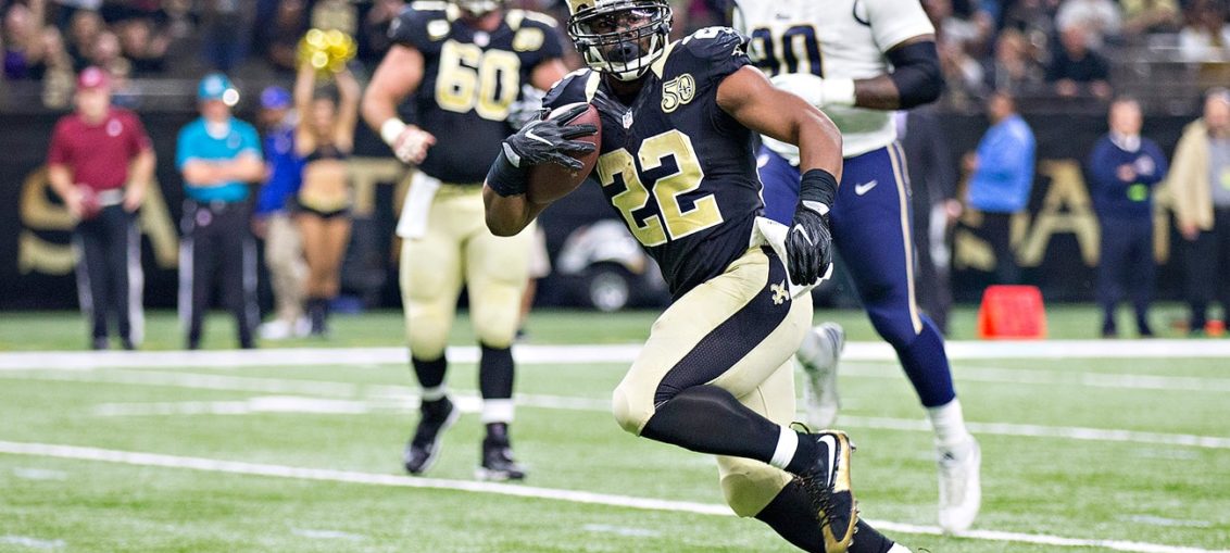 New Orleans Saints running back Mark Ingram running against the Los Angeles Rams in Week 12